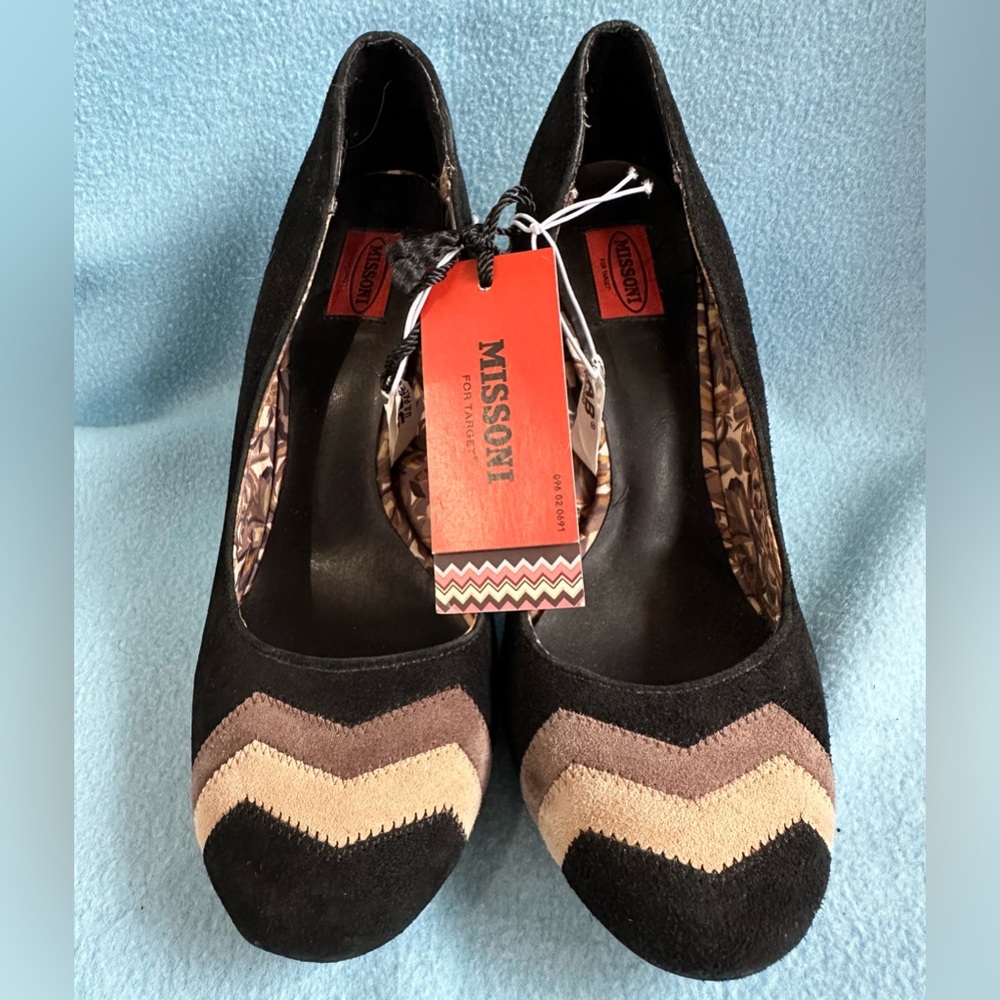MISSONI For Target Black Pump Heel Suede Shoes NWT Zigzag Limited Edition Collab